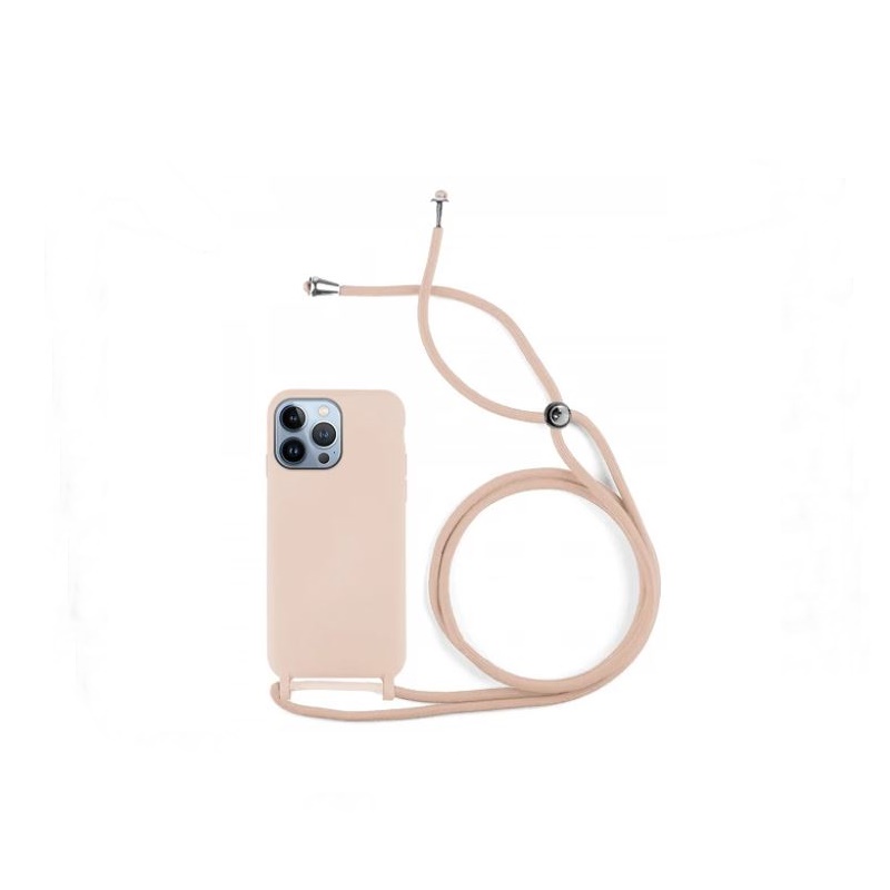 Funda transparente con cordón iPhone 14 Pro Max (agua/rosa) 