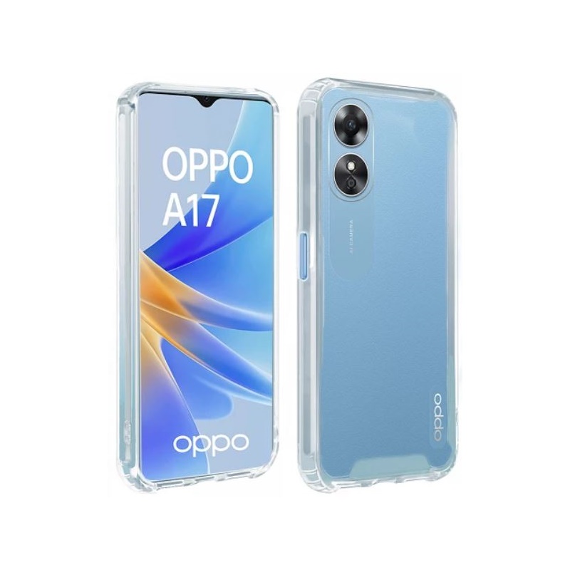 Para OPPO A17 Funda de cuero con textura de cristal para teléfono (azul  cielo)