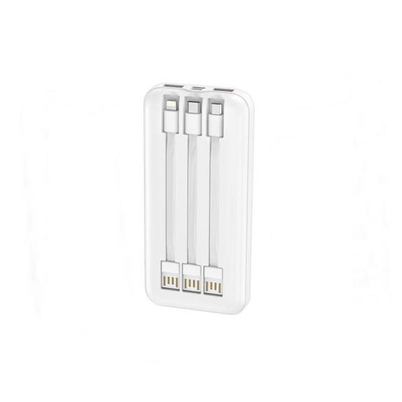 Batería Externa Universal Power Bank 3 cables blanco