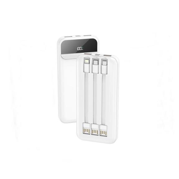 Batería Externa Universal Power Bank 3 cables blanco