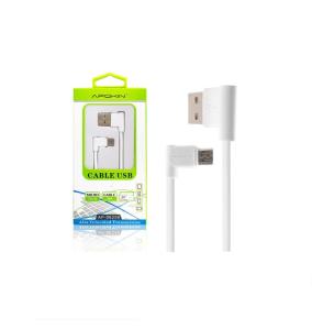 Cable de Datos y Carga Apokin USB a micro USB blanco (Forma L)