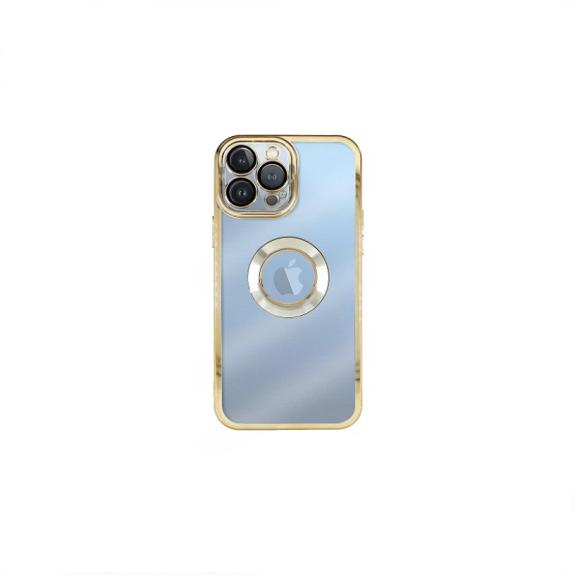 Funda Silicona Cromado para iPhone 16 Plus dorado