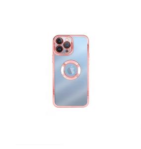 Funda Silicona Cromado para iPhone 16 Plus rosa