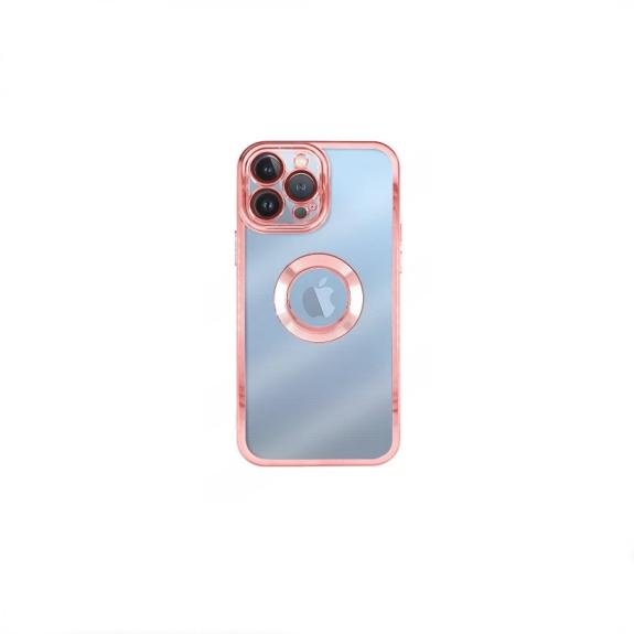 Funda Silicona Cromado para iPhone 16 Plus rosa