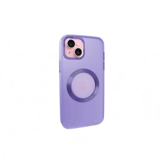 Funda Silicona para iPhone 14 morado con iman magsafe