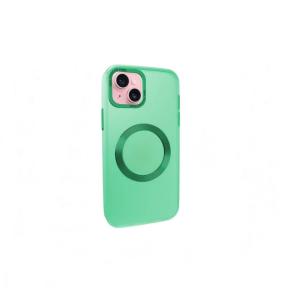 Funda Silicona para iPhone 14 Plus verde con iman magsafe