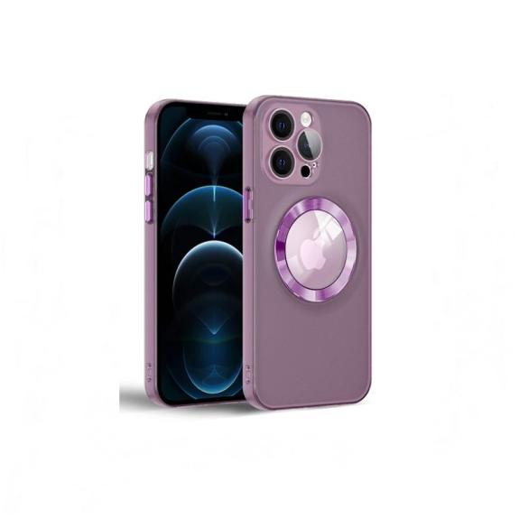 Funda Silicona para iPhone 14 Pro Max morado con iman magsafe