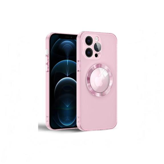 Funda Silicona para iPhone 14 Pro Max rosa con iman magsafe