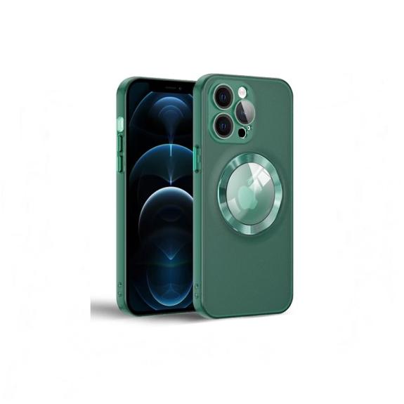 Funda Silicona para iPhone 14 Pro verde con iman magsafe