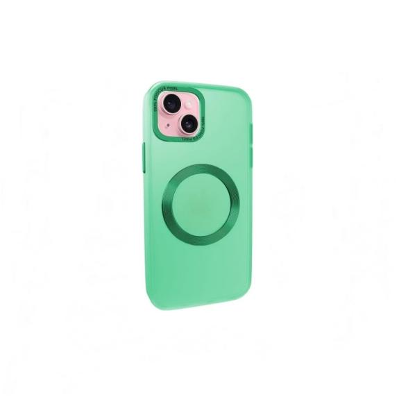 Funda Silicona para iPhone 14 verde con iman magsafe