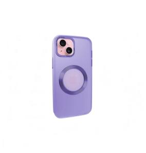 Funda Smoked para iPhone 15 morado con iman magsafe