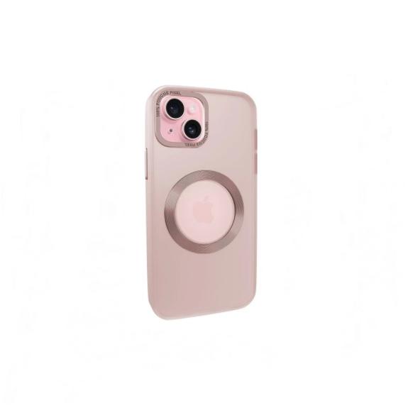 Funda Smoked para iPhone 15 Plus rosa con iman magsafe