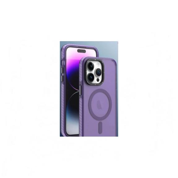 Funda Smoked para iPhone 15 Pro Max morado con iman magsafe