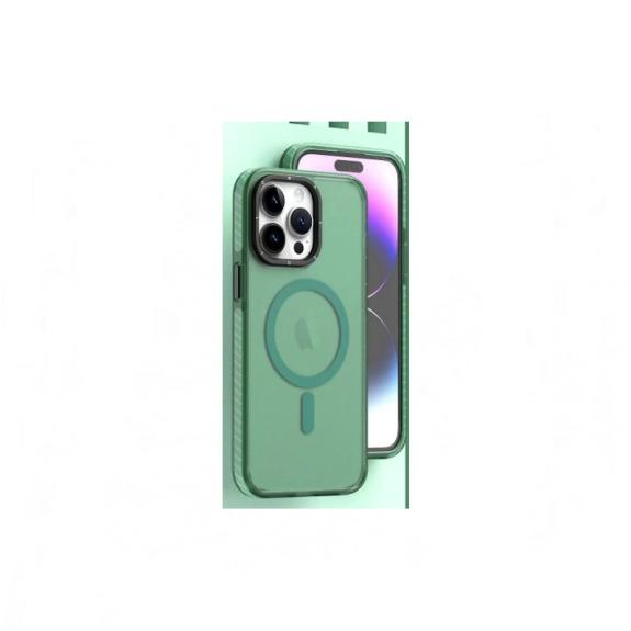 Funda Smoked para iPhone 15 Pro Max verde con iman magsafe