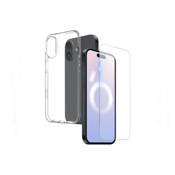 Funda TPU + Cristal para iPhone 16 Plus transparente